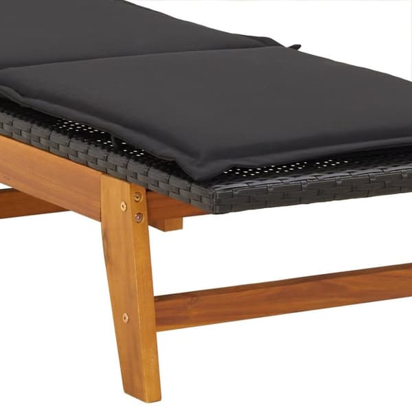 vidaXL Solsäng med bord konstrotting och massivt akaciaträ