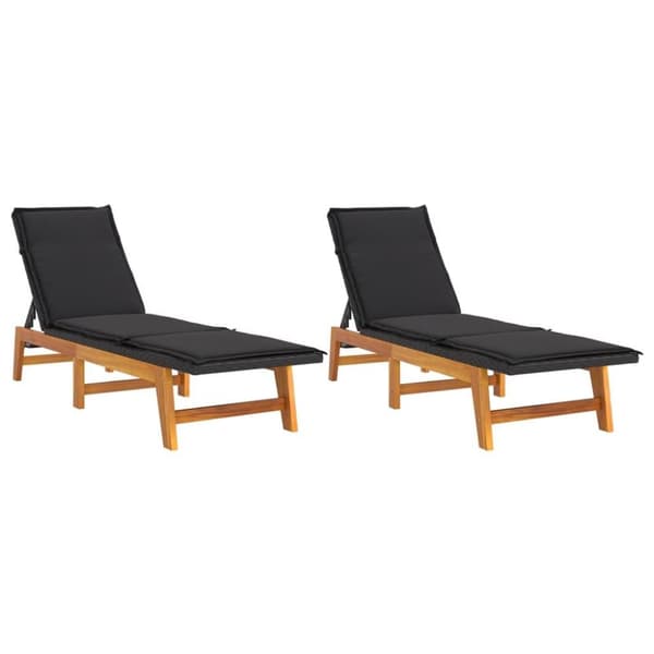 vidaXL liggestole med hynder 2 stk. polyrattan og massivt akacietræ