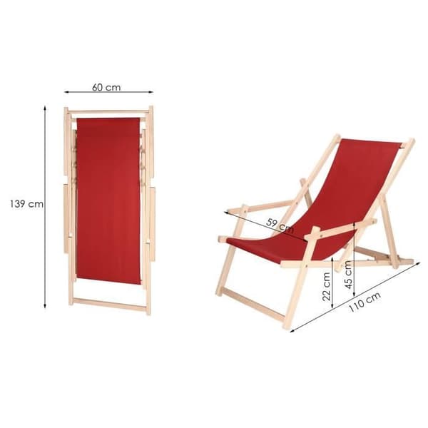 Trädgårdssoffa - SPRINGOS - Fällbar trä loungesoffa - Armstöd - 3 positioner - 120 kg