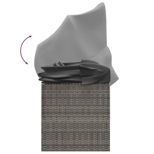 vidaXL Solsäng med tak och dynor grå konstrotting