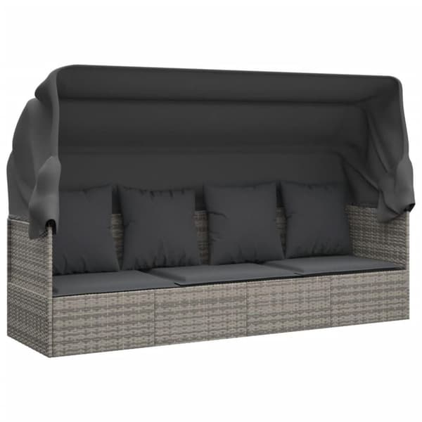 vidaXL udendørs loungesofa med tag og hynder polyrattan Grøn