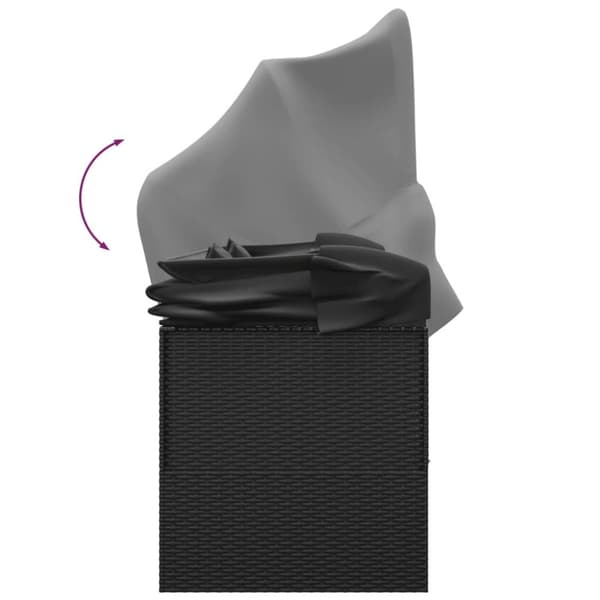 vidaXL Solsäng med tak och dynor svart konstrotting