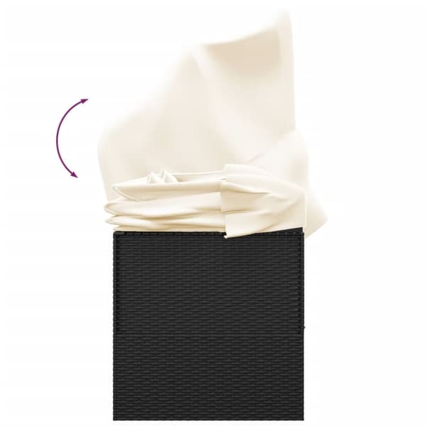 vidaXL Solsäng med tak och dynor svart konstrotting