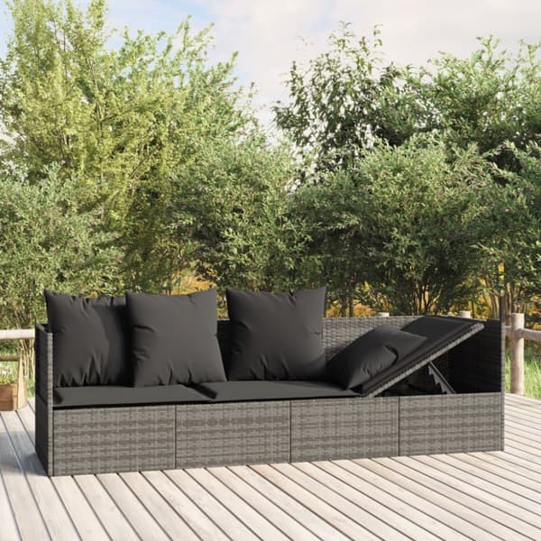 vidaXL udendørs loungesofa med hynder polyrattan grå