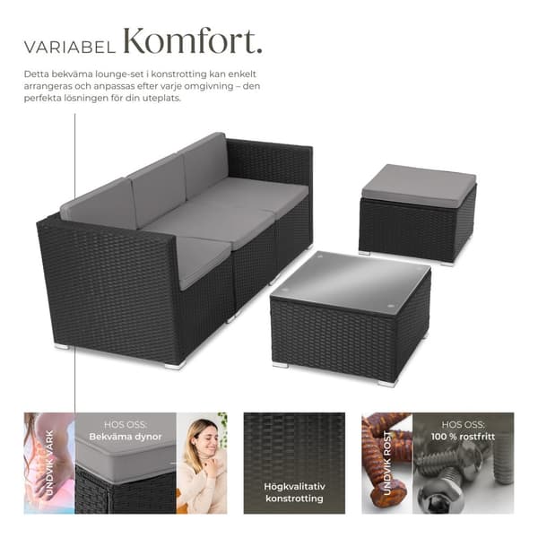 Loungeset/Loungegrupp rotting Lignano - svart