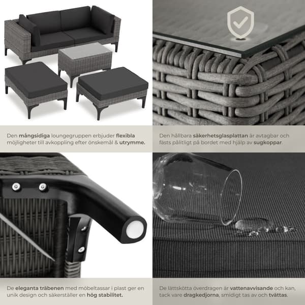 Loungeset/Loungegrupp Bellaria med aluminiumstomme - grå