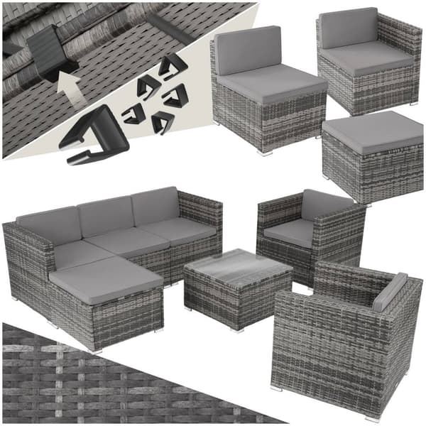 Loungeset/Loungegrupp Lignano med 2 fåtöljer - grå