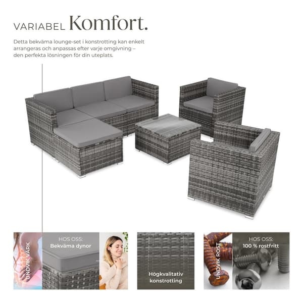 Loungeset/Loungegrupp Lignano med 2 fåtöljer - grå