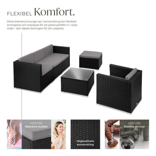 Loungeset/Loungegrupp Lignano - svart
