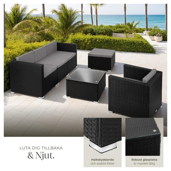 Loungeset/Loungegrupp Lignano - svart