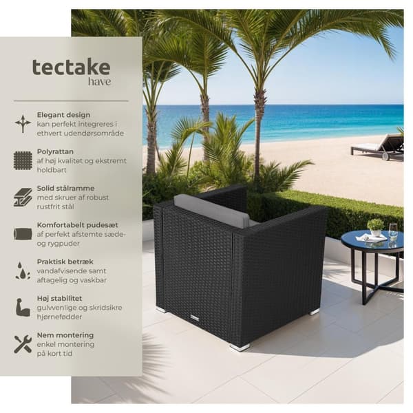 Polyrattan havestol Lignano - sort