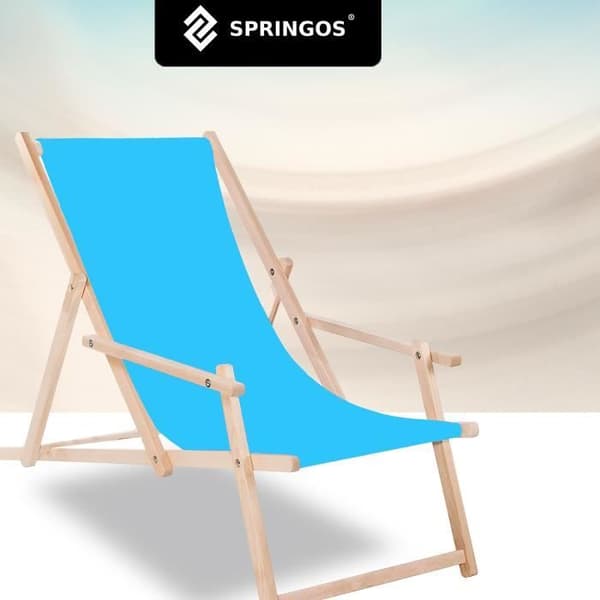 Chaise longue - SPRINGOS - Trädgårdsstolar - Bök - Fällbar - Armstöd
