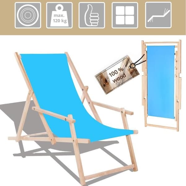 Chaise longue - SPRINGOS - Trädgårdsstolar - Bök - Fällbar - Armstöd