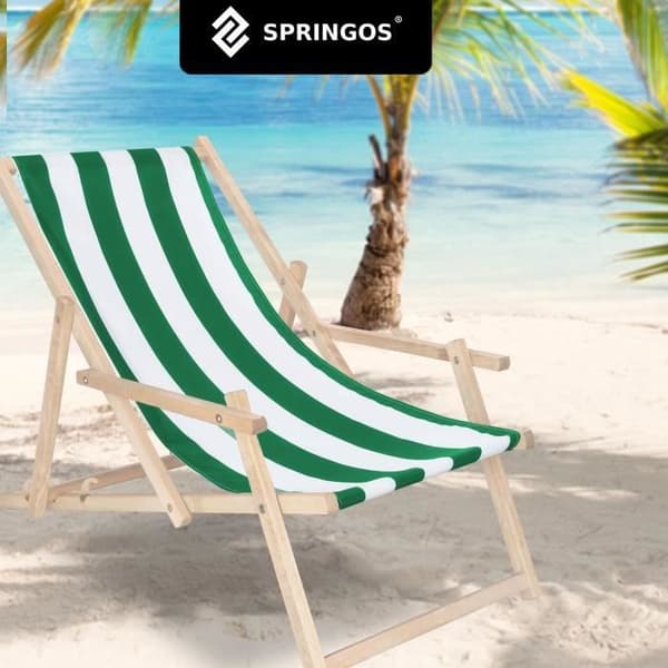 SPRINGOS® Trädgårdssäng Vikbar träsäng med armstöd