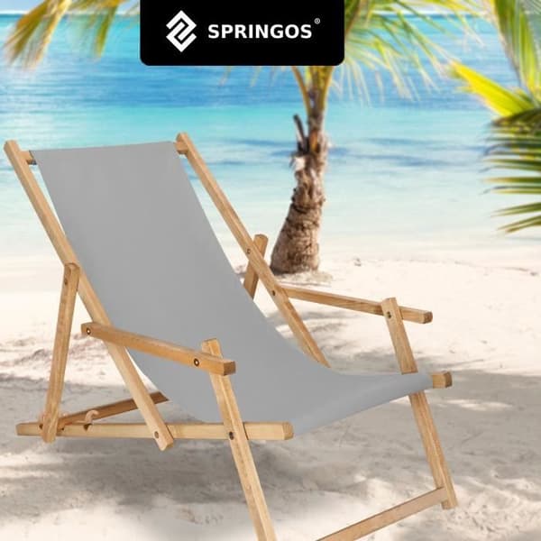 SPRINGOS® Trädgårdssäng Vikbar träsäng med armstöd