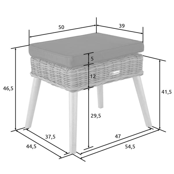 Polyrattan fodskammel Vibo 150kg - natur