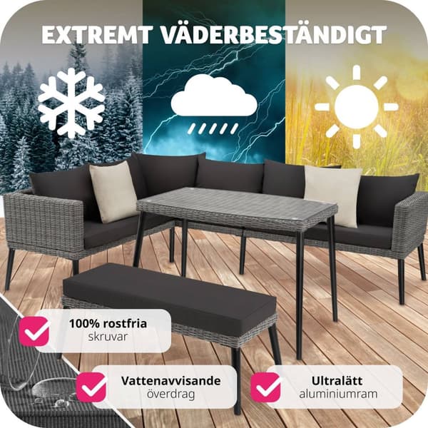 Loungeset/Loungegrupp med aluminiumram Pula - grå