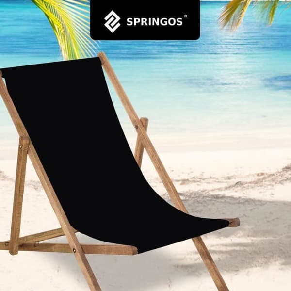 Trädgårdsstol - SPRINGOS - Fällbar strandstol i trä - Svart