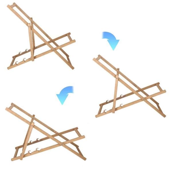 Folding Beach Wood Trädgårdsstol - SPRINGOS - Grå - Naturlig - 1 person