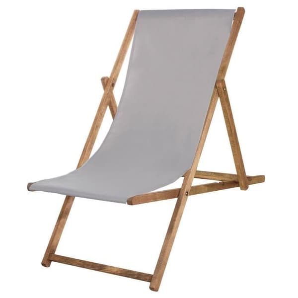 Folding Beach Wood Trädgårdsstol - SPRINGOS - Grå - Naturlig - 1 person