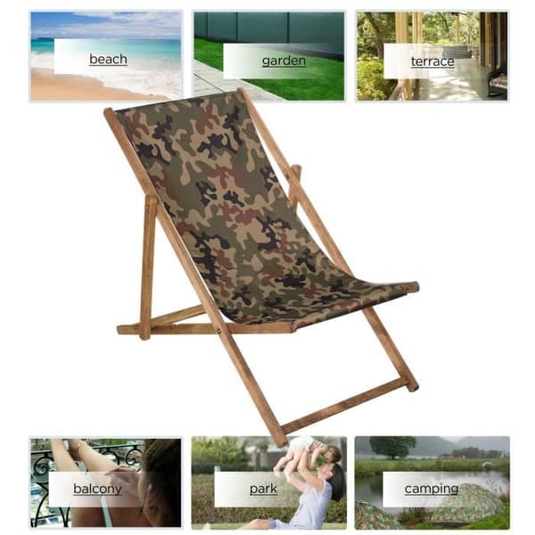 SPRINGOS® Trädgårdsstol impregnerad hopfällbar solstol i Beach Wood 120 kg - Moro