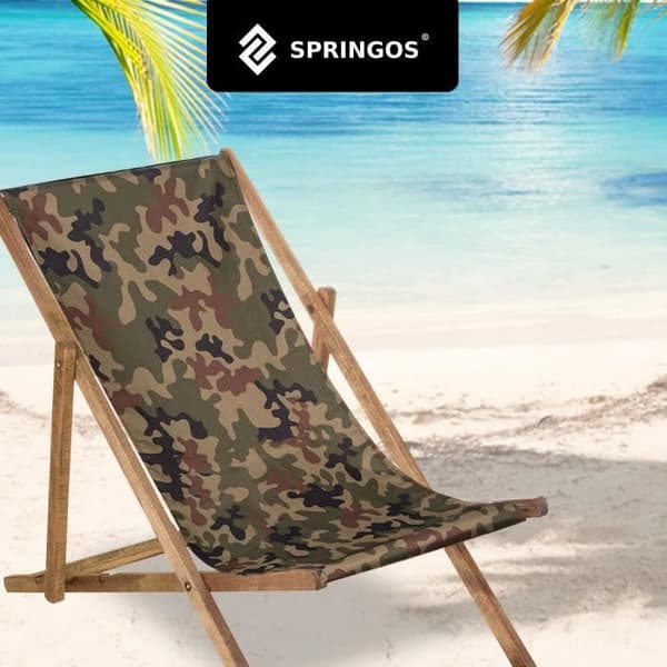 SPRINGOS® Trädgårdsstol impregnerad hopfällbar solstol i Beach Wood 120 kg - Moro