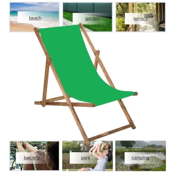 Fällbar Beach Wood Trädgårdsstol - SPRINGOS® - Grön - 120 kg