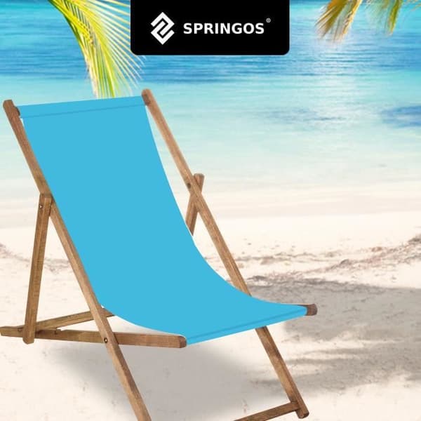 SPRINGOS® Trädgårdsstol impregnerad hopfällbar strandstol i trä 120kg - Blå