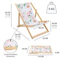 Miniatyrbillede 3 af 6: Liggestol foldbar lavet af træ - klapstol foldbar liggestol solstol strandstol træ klapstol solstol havestole blomster 1 stk