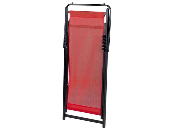 Strandstol Rød Sort Aluminium 130 cm Liggestol til Haven Udendørs Solstol Foldbar Sammenklappelig Camping Design Tilbehør