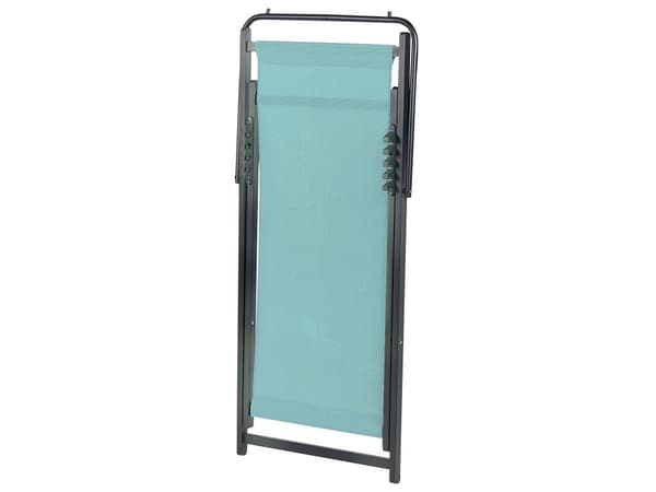 Strandstol Turkis Sort Aluminium 130 cm Liggestol til Haven Udendørs Solstol Foldbar Sammenklappelig Camping Design Tilbehør
