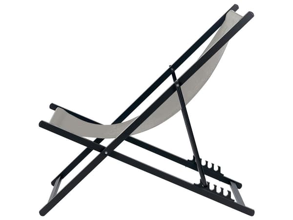 Strandstol Grå Sort Aluminium 130 cm Liggestol til Haven Udendørs Solstol Foldbar Sammenklappelig Camping Design Tilbehør
