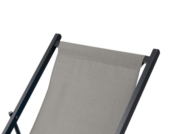 Strandstol Grå Sort Aluminium 130 cm Liggestol til Haven Udendørs Solstol Foldbar Sammenklappelig Camping Design Tilbehør