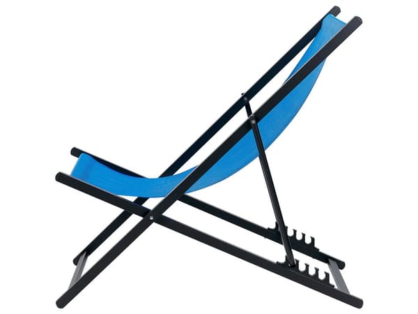 Strandstol Blå Sort Aluminium 130 cm Liggestol til Haven Udendørs Solstol Foldbar Sammenklappelig Camping Design Tilbehør