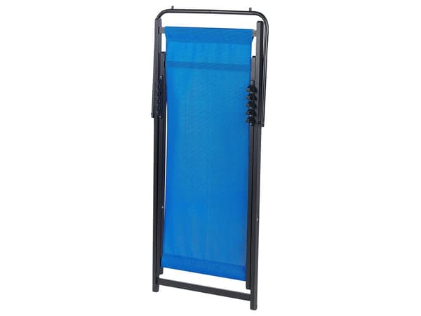 Strandstol Blå Sort Aluminium 130 cm Liggestol til Haven Udendørs Solstol Foldbar Sammenklappelig Camping Design Tilbehør