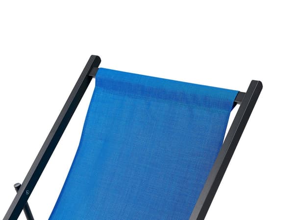 Strandstol Blå Sort Aluminium 130 cm Liggestol til Haven Udendørs Solstol Foldbar Sammenklappelig Camping Design Tilbehør