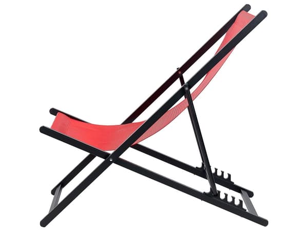 Sammenleggbar dekkstol Rød Textilene Sling Seat Beach Chair Justerbar ryggstøtte Patio Recliner