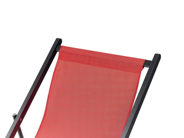 Sammenleggbar dekkstol Rød Textilene Sling Seat Beach Chair Justerbar ryggstøtte Patio Recliner