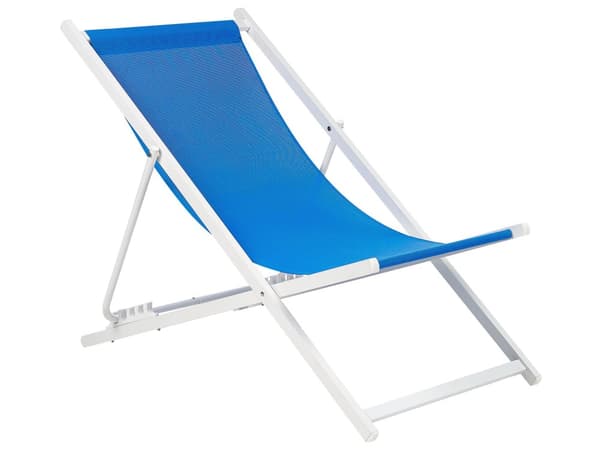 Sammenleggbar stol Svart Blå Textilene Slyngesete Strandstol Justerbar ryggstøtte Patio Recliner