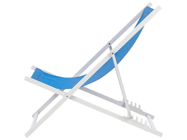 Sammenleggbar stol Svart Blå Textilene Slyngesete Strandstol Justerbar ryggstøtte Patio Recliner