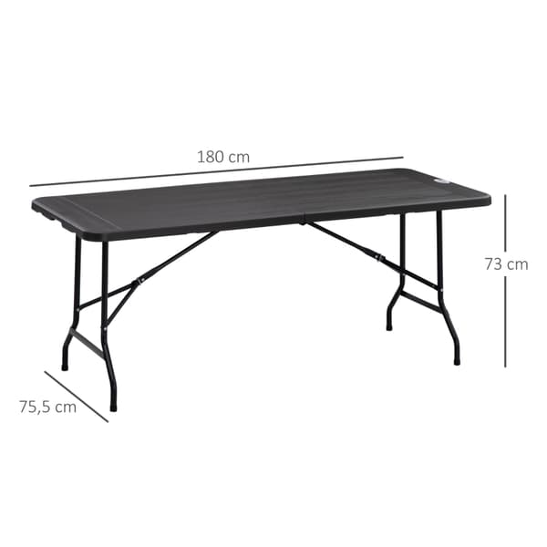 Hopfällbart Utomhusbord 6 personer 180 x 75,5 x 73 cm Svart