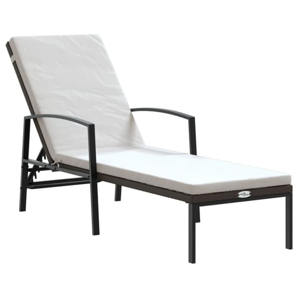 vidaXL Solsängar 2 st med bord konstrotting brun