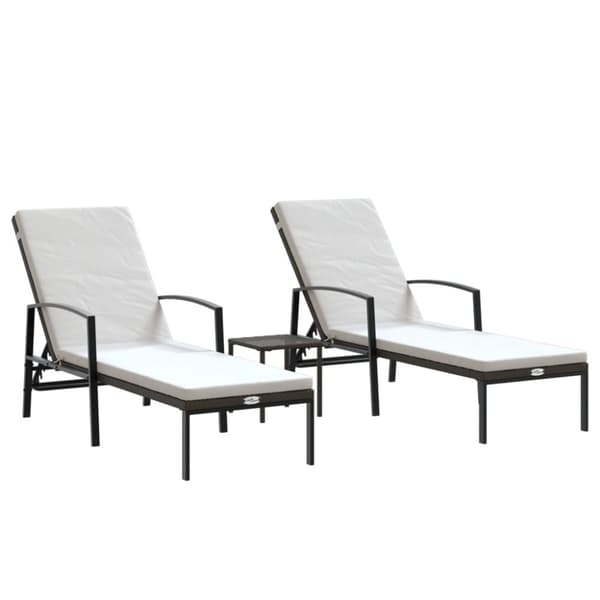 vidaXL liggestole 2 stk. med bord polyrattan brun