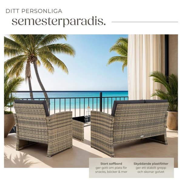 Loungeset/Loungegrupp Jesolo i konstrotting - natur/mörkgrå
