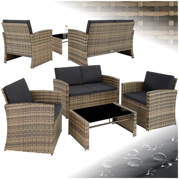 Loungeset/Loungegrupp Jesolo i konstrotting - natur/mörkgrå