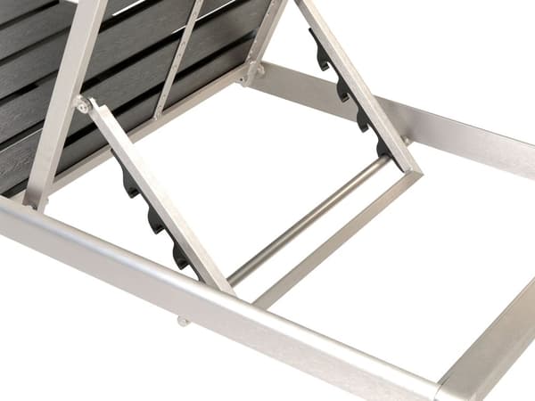 Aurinkotuoli musta 64 x 29-93 x 198 cm alumiini muovinen puu säädettävä industriaalinen