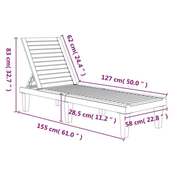 vidaXL Solsängar 2 st svart 155x58x83 cm polypropylen