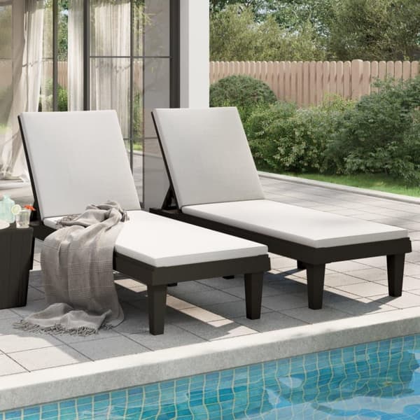 vidaXL Solsängar 2 st svart 155x58x83 cm polypropylen