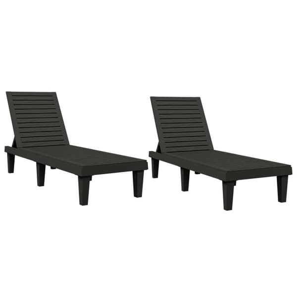 vidaXL Solsängar 2 st svart 155x58x83 cm polypropylen