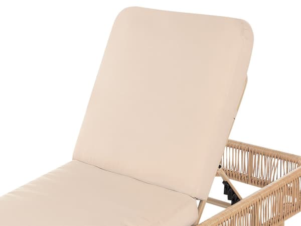 Solstol för utomhusbruk Natur och Beige PE Rotting Aluminium Polyester Tygdyna Justerbart ryggstöd